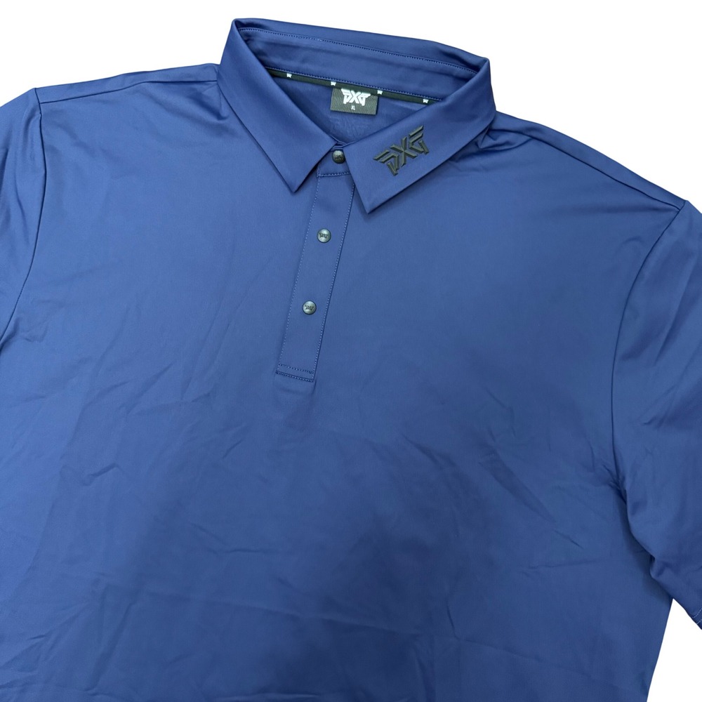 PXG BP Signature Polo Shirt Mens XL Navy Blue Snap Placket Golf Performance Top